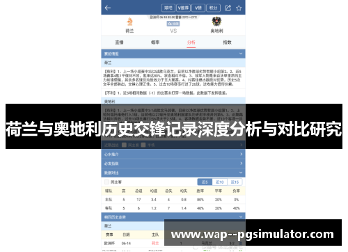 荷兰与奥地利历史交锋记录深度分析与对比研究